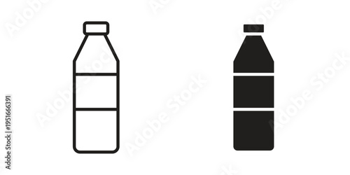 Water bottle icon silhouette design. Editable stroke outline icon on white background
