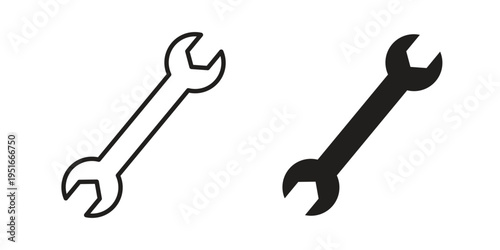 Wrench icon silhouette design. Editable stroke outline icon on white background