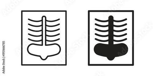 X-ray scan icon silhouette design. Editable stroke outline icon on white background