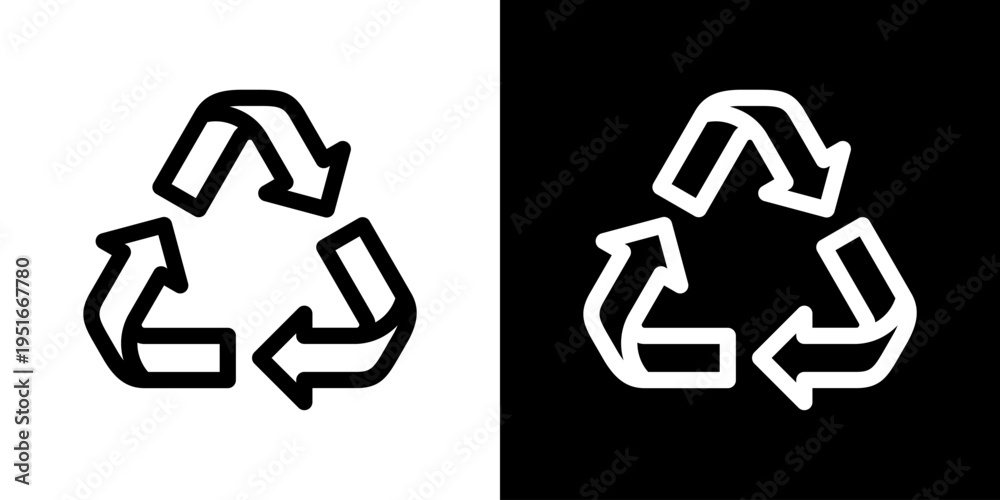 Obraz premium Recycle Icon Set Vector Collection Isolated In Black And White