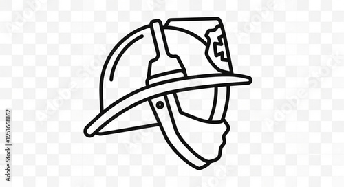 Firefighter Helmet Icon Line Art Symbol.