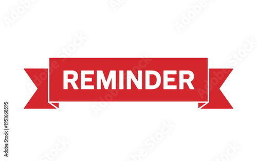 A red ribbon banner displays the word reminder in white lettering