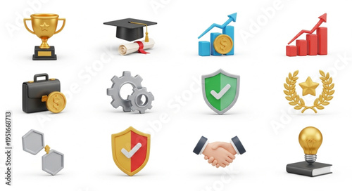 Collection of Business and Success Icons and Symbols.