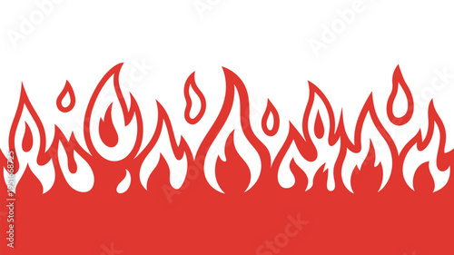 Stylized red flames forming a burning border or banner design