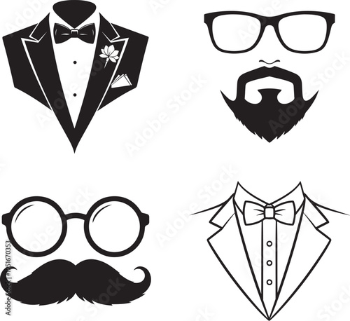 Groom and groomsmen accessories and attire illustrations