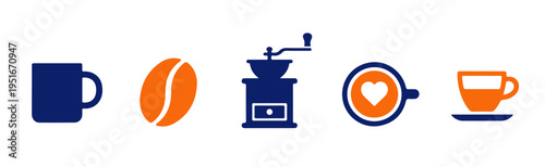Coffee Shop Culture and Barista Equipment Icons Collection