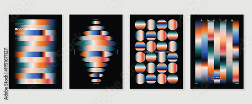 Abstract multicolor gradient poster vector with pixel blocks, circles, and optical grid forms on black. Vibrant modern cover design for branding, tech visuals, and creative backgrounds.
