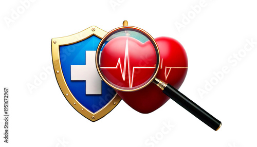 Isolated health insurance medical healthcare concept, heart cardiology with safety gu 