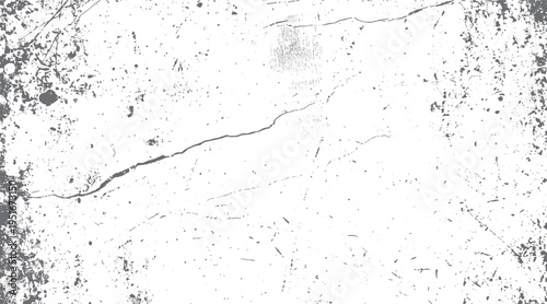 Grey grunge texture with cracks and speckles on white background. distressed surface with random marks and splatters. abstract weathered pattern