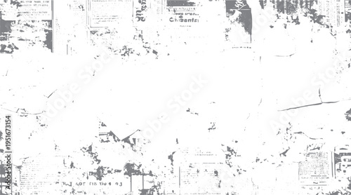 Distressed vintage newspaper fragments with torn edges and scattered text