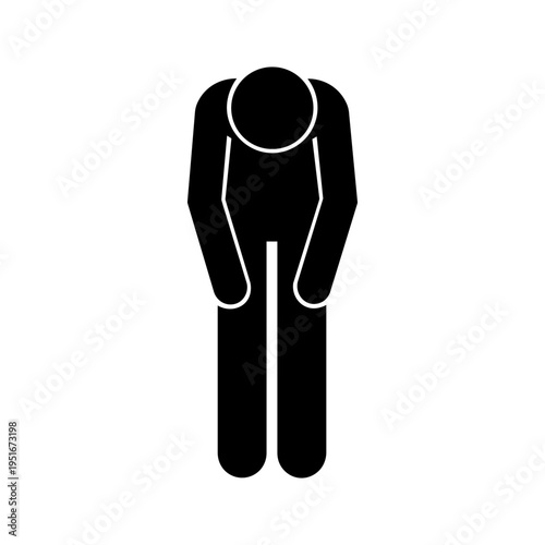 Bowing Person Silhouette Icon – Respect Gesture Human Vector Symbol.