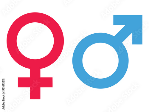 Gender Symbols Set Male Female Blue Pink Sign Icons