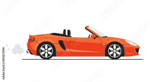 Orange sports car roadster profile view vector illustration
