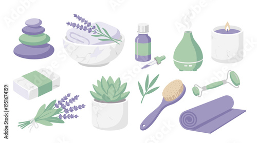 Spa and Wellness Treatment Elements Set
