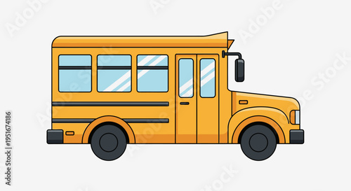 Yellow School Bus Side View Vector Illustration