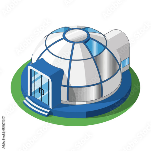 Futuristic Dome Structure with Blue Accents.