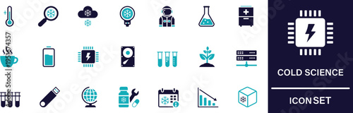 Cold Science icons set cold, science, laboratory, temperature, research, physics, chemistry related premium editable vector graphics.
