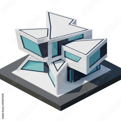 Modern 3D Architectural Model of House.