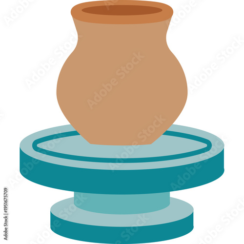 Pottery Wheel and Clay Pot Icon