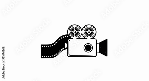 Vintage film camera with film strip