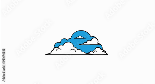 Stylized clouds with blue sky and white fluffy edges