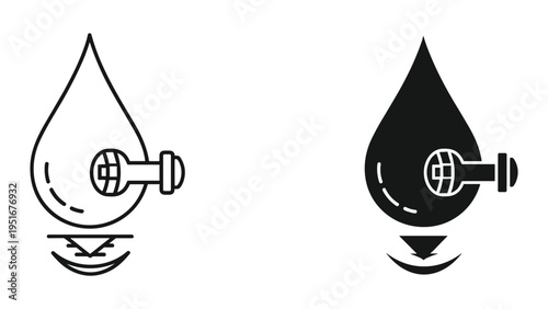 Water Drop Tap Flow Control Icon