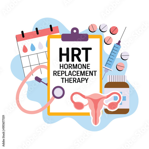 A graphic illustration of hormone replacement therapy medical concept
