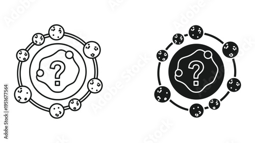 Question Mark Orbiting Molecules Uncertainty Concept
