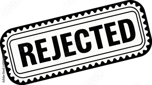 Black rectangular stamp with "REJECTED" in bold capital letters