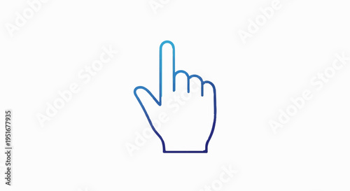 Blue gradient outline of a hand with index finger pointing up
