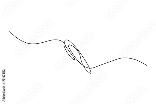 Minimalist one-line art of a ballpoint pen. Sleek continuous black line drawing on a white background, ideal for modern office or stationery designs.