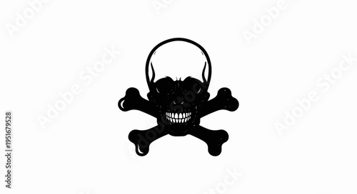 Black skull and crossbones on a white background