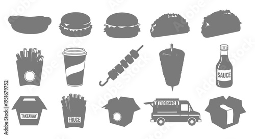 Fast Food and Takeaway Packaging Vector Icons