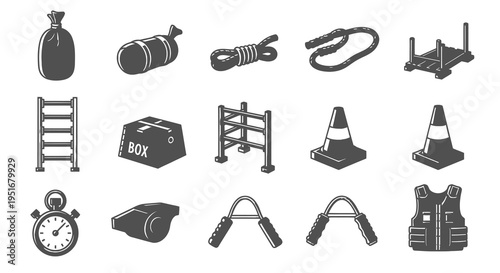 Tactical Training and Fitness Equipment Vector Icons