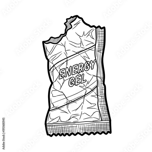 Energy gel sports nutrition packet hand drawn vector endurance running fuel marathon cycling fitness supplement doodle illustration
