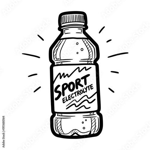 Hand drawn sport electrolyte drink bottle vector illustration hydration beverage for marathon running training fitness endurance race energy drink sports nutrition concept