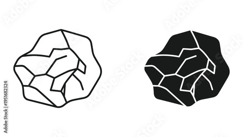 Cracked Rock Surface Vector Black White Icon Symbol