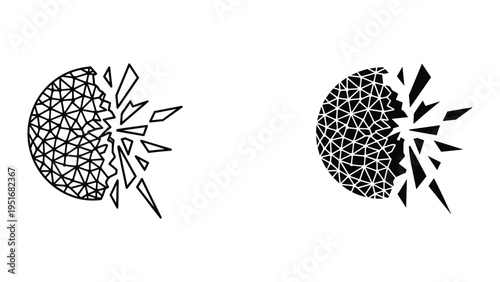 Sphere Shattering Concept Geometric Fragmenting Structure Burst
