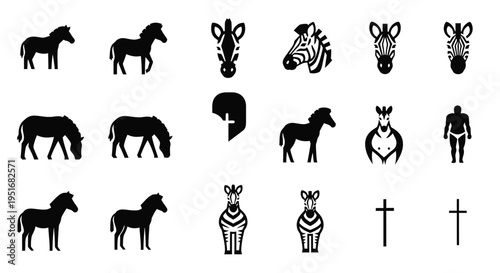 Set of zebra icons. collection of zebra linear icons