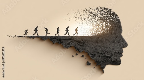Conceptual Image of Cognitive Decline and Memory Loss Depicting Aging and the Progression of Dementia