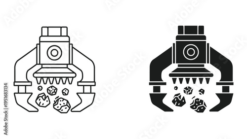 Mining Crane Grabbing Rocks Industrial Extraction Process