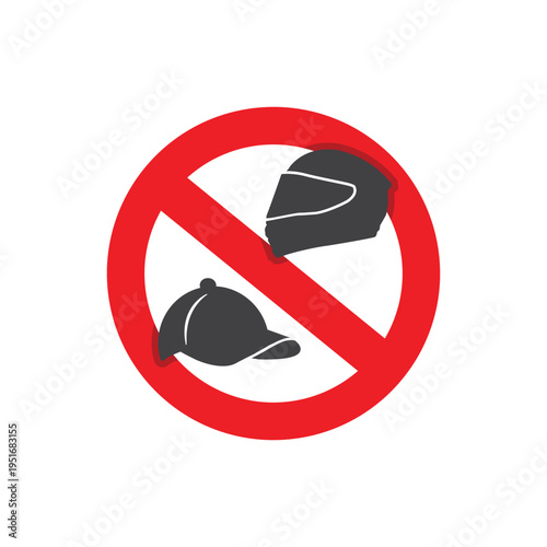 flat design vector of prohibition on wearing helmets and hats