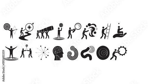 vector illustration of bowling ball icon set in simple design style