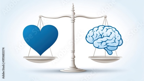 Conceptual Balance Between Heart and Brain, Depicting Emotional Intelligence and Rational Thinking in Equilibrium