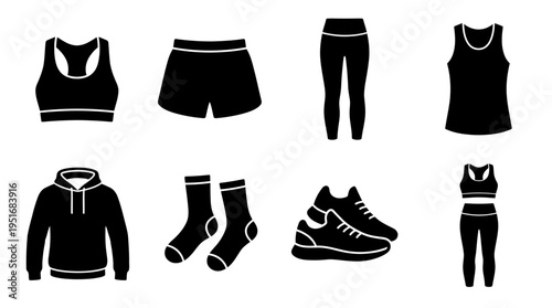 Fitness Apparel Icons for Gym, Running, and Workout Gear