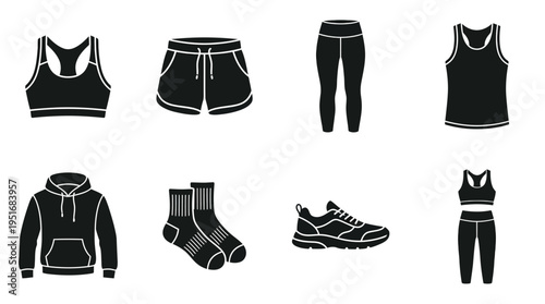 Fitness Apparel Icons for Gym, Running, and Workout Gear