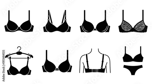 Bra Icons for Fashion, Lingerie, and Clothing Organization