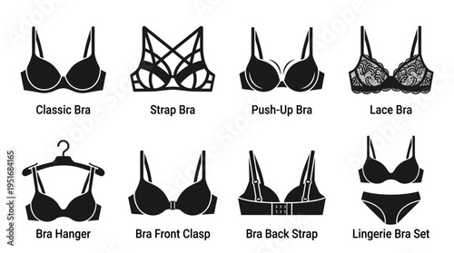 Bra Style Icons for Fashion, Lingerie, and Clothing Design