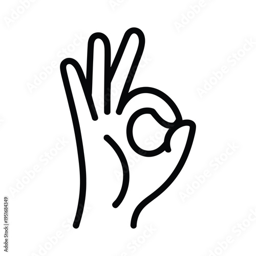 A hand gesture showing approval or agreement in a simple drawing