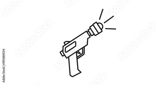 Retro ray gun toy with glowing tip illustration.